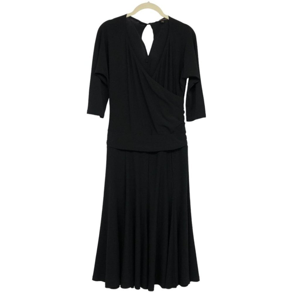 Mesmerize Black Surplice Neckline Half Sleeve Lisa Midi Dress size M
